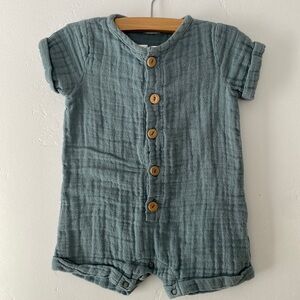 City Mouse cotton gauze romper grey blue 12-18M